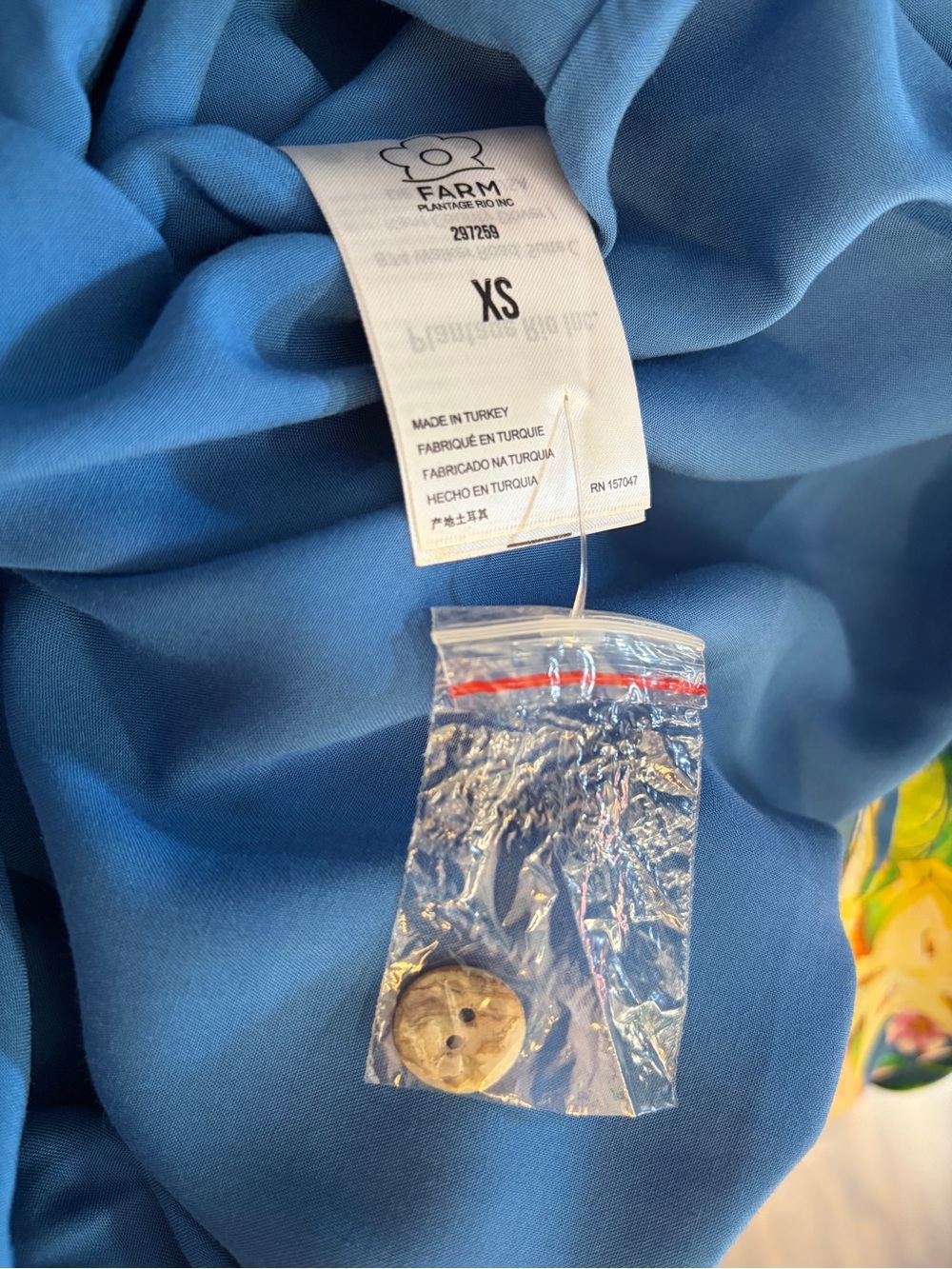 FARM Rio Blue and Yellow Tropical Puff-Sleeve Midi Dress - Picture 11 of 13